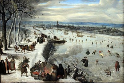 View of Antwerp with Frozen Scheldt by Lucas van Valckenborch